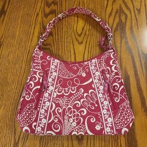 VERA BRADLEY Lisa B Handbag Twirly Birds Pink Shoulder Bag Purse Tote